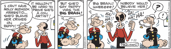 Popeye by Bud Sagendorf (Mon-Sat) & Hy Eisman (Sun) for Tue, 22 Jul 2025