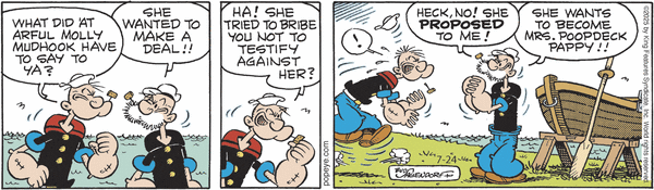 Popeye by Bud Sagendorf (Mon-Sat) & Hy Eisman (Sun) for Thu, 24 Jul 2025