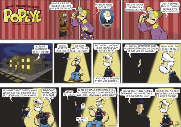 Popeye by Bud Sagendorf (Mon-Sat) & Hy Eisman (Sun) for Sun, 27 Jul 2025