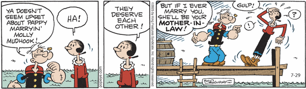 Popeye by Bud Sagendorf (Mon-Sat) & Hy Eisman (Sun) for Tue, 29 Jul 2025