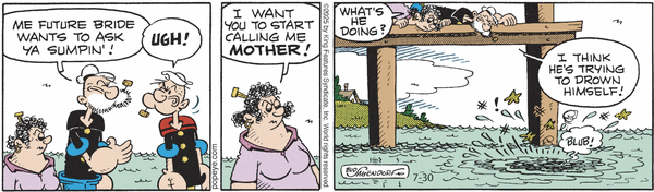 Popeye by Bud Sagendorf (Mon-Sat) & Hy Eisman (Sun) for Wed, 30 Jul 2025