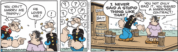 Popeye by Bud Sagendorf (Mon-Sat) & Hy Eisman (Sun) for Thu, 31 Jul 2025