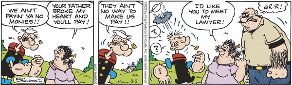 Popeye by Bud Sagendorf (Mon-Sat) & Hy Eisman (Sun) for Wed, 06 Aug 2025