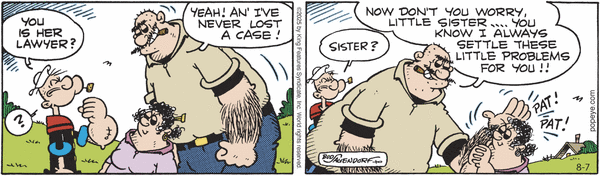 Popeye by Bud Sagendorf (Mon-Sat) & Hy Eisman (Sun) for Thu, 07 Aug 2025