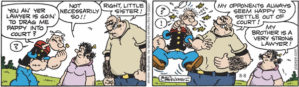 Popeye by Bud Sagendorf (Mon-Sat) & Hy Eisman (Sun) for Fri, 08 Aug 2025