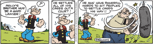 Popeye by Bud Sagendorf (Mon-Sat) & Hy Eisman (Sun) for Sat, 09 Aug 2025