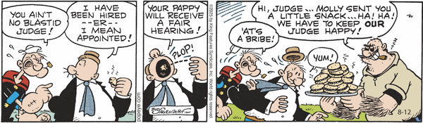 Popeye by Bud Sagendorf (Mon-Sat) & Hy Eisman (Sun) for Tue, 12 Aug 2025