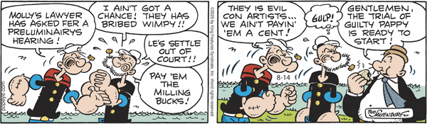 Popeye by Bud Sagendorf (Mon-Sat) & Hy Eisman (Sun) for Thu, 14 Aug 2025