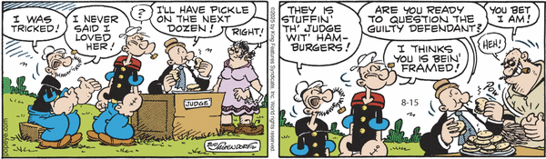 Popeye by Bud Sagendorf (Mon-Sat) & Hy Eisman (Sun) for Fri, 15 Aug 2025