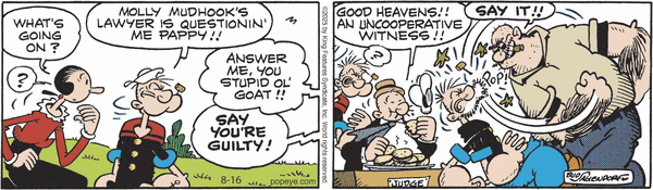 Popeye by Bud Sagendorf (Mon-Sat) & Hy Eisman (Sun) for Sat, 16 Aug 2025