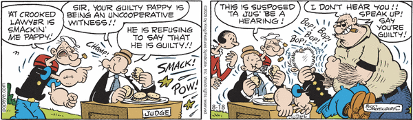 Popeye by Bud Sagendorf (Mon-Sat) & Hy Eisman (Sun) for Mon, 18 Aug 2025